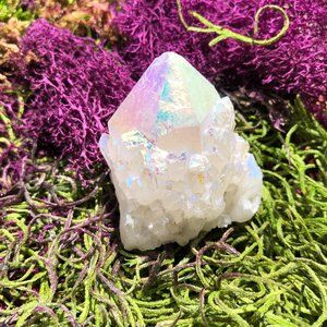 Rainbow Angel Aura Quartz Crystal Cluster A2 white